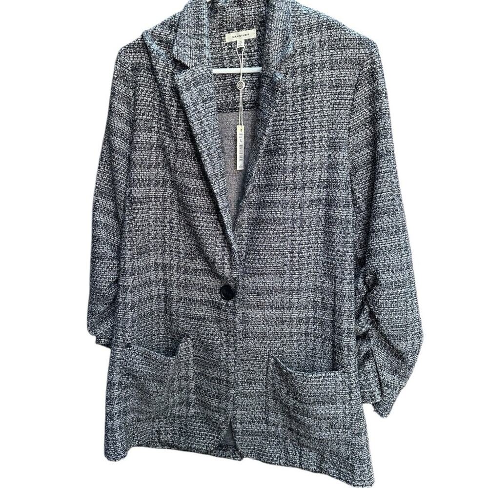 Max Studio Women's Black & White Long Sleeve One Button Jacket Size XL NWT - Picture 1 of 7
